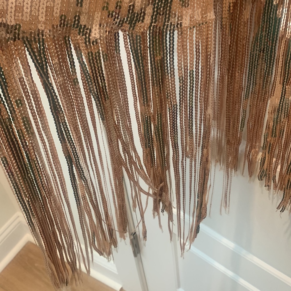 Rose Gold Full Sequin Duster with Fringe size XXl - Picture 3 of 4
